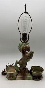 lot 227 image: Vintage Rare Ceramic Horse Lamp with Dual Planters