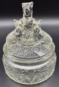 lot 230 image: Vintage Glass Candy Dish with Scotty Dog Lid