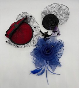 lot 304 image: Set of 3 Elegant Fascinators with Veil and Feather Details