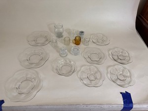 lot 69 image: Lot of Small Glass & Duncan Miller Canterbury Pattern Glass Salad Plates