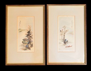 lot 98 image: Two Vintage Framed Prints by Ling Fu Yang  Spring Season and Fall Season Framed Vintage Prints by Ling Fu Yang