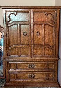 lot 7 image: Solid Wood Armoire Wardrobe Cabinet with Drawers