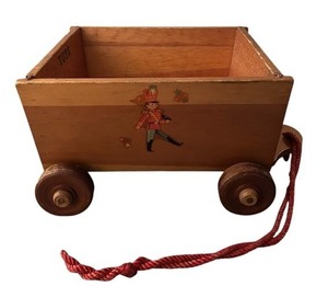 lot 64 image: Vintage Wooden Toy Wagon  Toy Chest