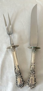 lot 30 image: Vintage Gorham Buttercup Sterling Silver Two Piece Carving Set