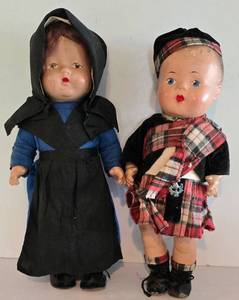 lot 57 image: Pair of Vintage Character Dolls