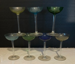 lot 139 image: Colorful Vintage Cordial Glasses