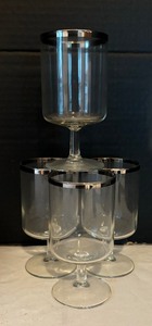 lot 140 image: Vintage Silver Rimmed Stemware