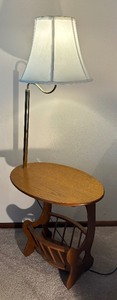 lot 216 image: Vintage Lamp Table with Literature Rack