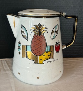 lot 106 image: Vintage Georges Briard Ambrosia Enamelware Coffee Pot