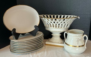 lot 115 image: Vintage Planter Basket, Vase and Plates
