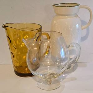 lot 146 image: Eclectic Pitcher Grouping, including Hazel Atlas