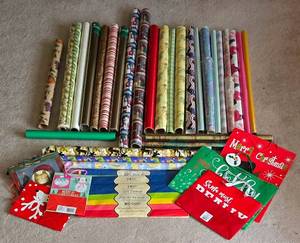 lot 245 image: Large Wrapping Paper Collection & Plastic Container & More