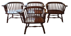 lot 5 image: Set of Four Vintage Curved Back Walnut Chairs by Grand Ledge Chair Co.