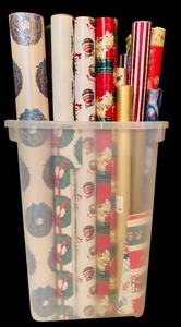 lot 189 image: Variety of Christmas Wrapping Paper with Storage Container