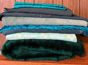 lot 357 image: Gorgeous Tones of Greens Fabric Remnants