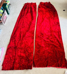 lot 438 image: Pair of Red Velvet Fabric Panels