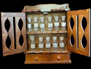 lot 396 image: Vintage Wall Hanging Spice Cabinet