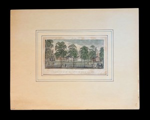 lot 421 image: Vintage Framed Colored Engraving of the Public Square Green, New Haven, CT