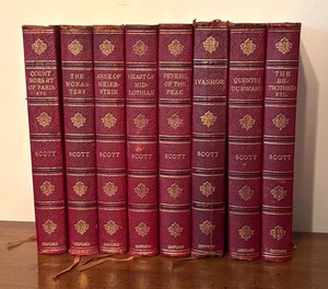 lot 491 image: Set of 8 Antique Sir Walter Scott Books by Oxford University Press