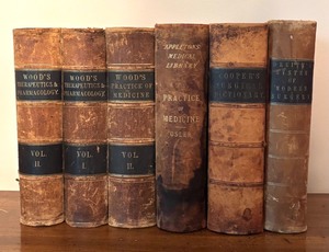 lot 492 image: Collection of 6 Antique Medical Books with Leather Bindings