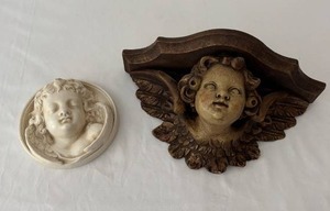 lot 124 image: Set of 2 Vintage Cherub Wall Plaques