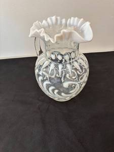 lot 10 image: Fenton Buttons and Braids Glass Pitcher