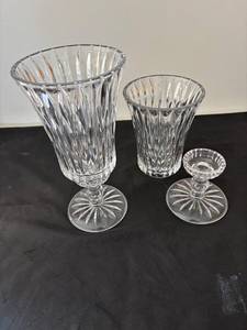 lot 145 image: Collection of Crystal Candle Holders with Faceted Design