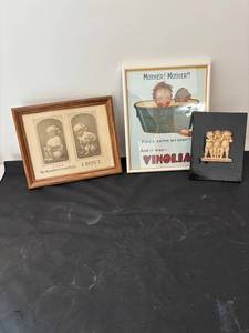 lot 169 image: Collection of 3 Vintage Framed Prints and Relief Plaque