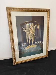 lot 173 image: Framed Elgin Watches Advertisement Poster - The Worlds Standard