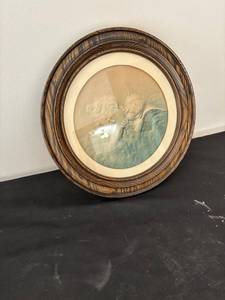 lot 181 image: Vintage Art Nouveau Bas-Relief Art Plaque in Wooden Frame