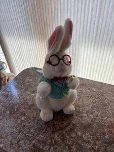 lot 446 image: White Rabbit Plush Toy Dressed with Glasses and Pocket Watch