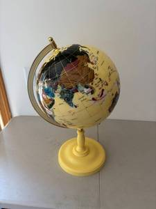 lot 451 image: Vintage Yellow Globe with Metal Meridian Stand