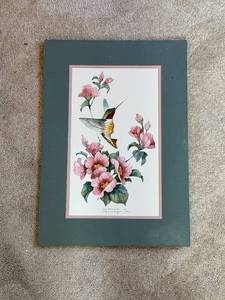 lot 545 image: Hummingbird and Flowers Watercolor Art by Carolyn Shores Wright