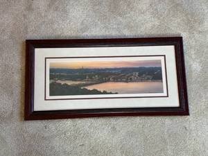 lot 548 image: Framed Panoramic Stillwater, MN Landscape Print with Mahogany Finish Frame