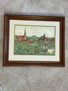 lot 550 image: Framed Watercolor Art of Stillwater, Minnesota
