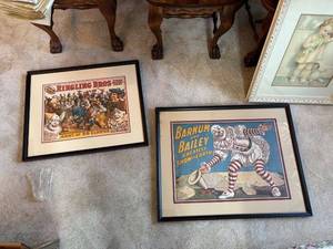 lot 27 image: Set of 2 Framed Circus Posters - Barnum & Bailey and Ringling Bros