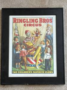 lot 587 image: Framed Ringling Bros Circus Poster - The Childrens Favorite Clown