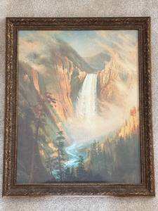 lot 593 image: Albert Bierstadt Painting Reproduction of Yellowstone Falls