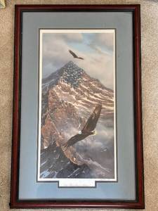 lot 594 image: Framed Eagle Mountain Artwork by J. Kelley 2001
