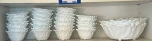 lot 607 image: Set of Vintage Milk Glass Bowls with Floral Design