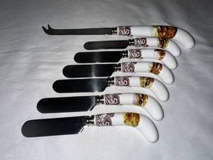 lot 622 image: Set of 6 Spode Woodland Cheese Spreaders and Cheese Knife