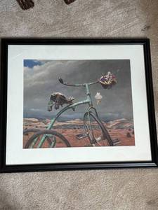 lot 641 image: Framed Artwork by Roberson - Surreal Bicycle Landscape