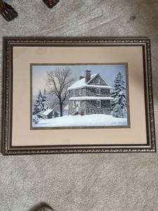 lot 646 image: Framed Winter Scene Print by Wayne Britton, Signed and Numbered