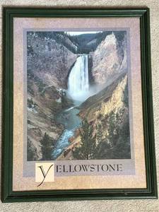 lot 651 image: Framed Yellowstone Waterfall Art Print