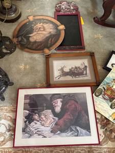 lot 652 image: Collection of Framed Santa Claus Christmas Art Prints