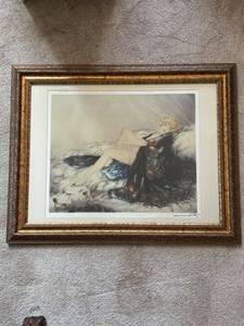 lot 660 image: Framed Louis Icart Print with Ornate Gold Frame