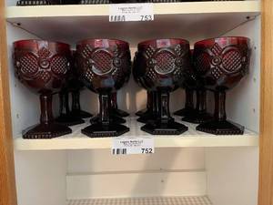 lot 752 image: Set of 12 Avon Ruby Red Cape Cod Water Goblets