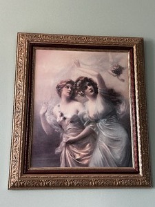 lot 77 image: Antique Artwork - Framed Print of Two Women in Draped Gowns