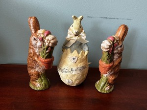 lot 83 image: Springtime Rabbit and Egg Figurine Set