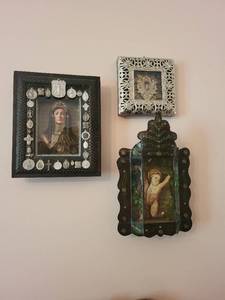 lot 5 image: Collection of 3 Ornate Religious  Reliquary Wall Art Pieces
